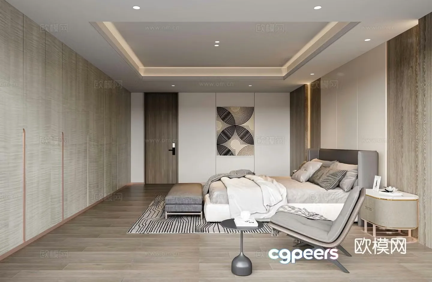 Modern light luxury bedroom 3d model