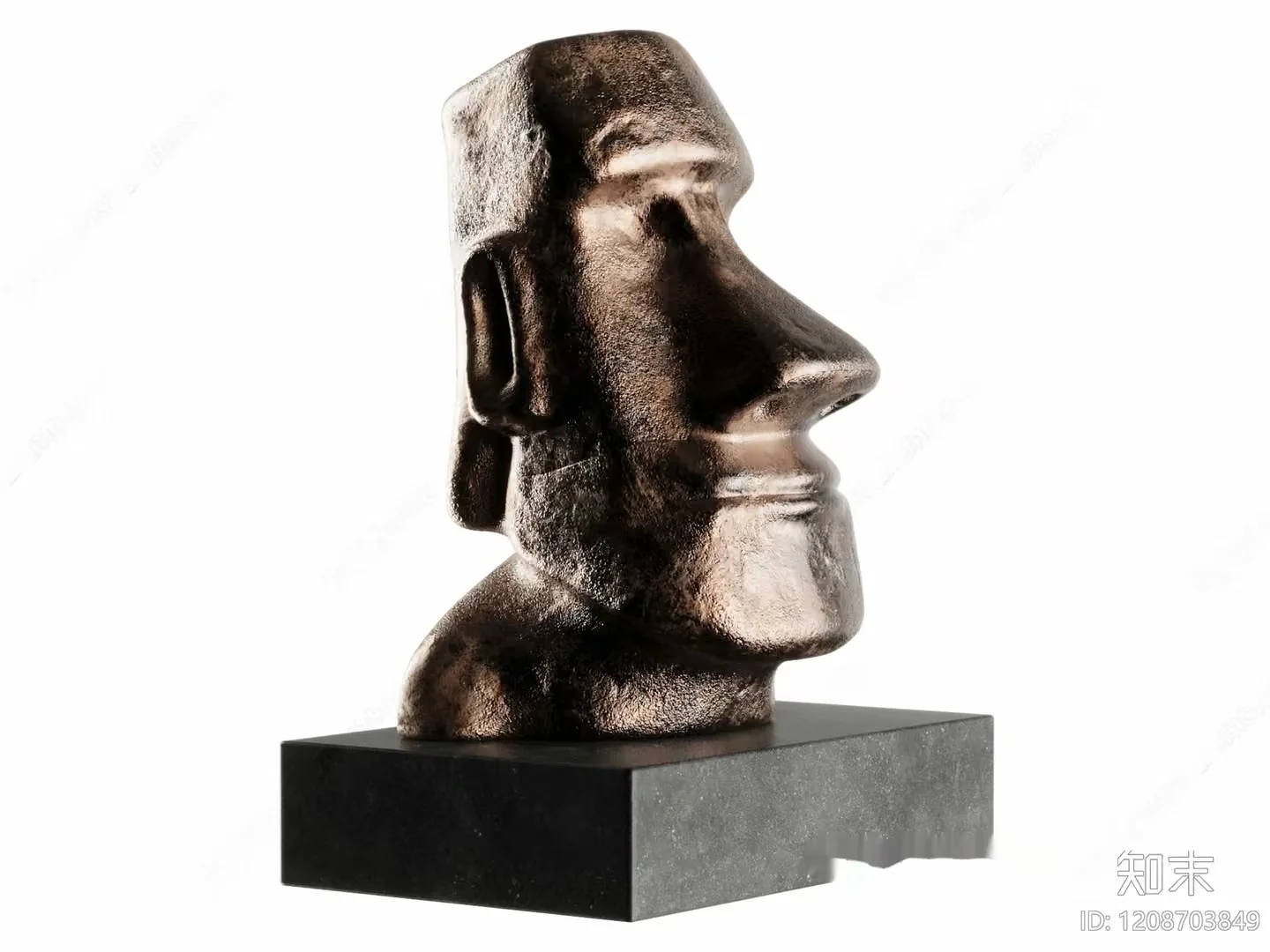 A Sculpture Of A Head On A Pedestal 3D Model – 22518 – VRAY Render