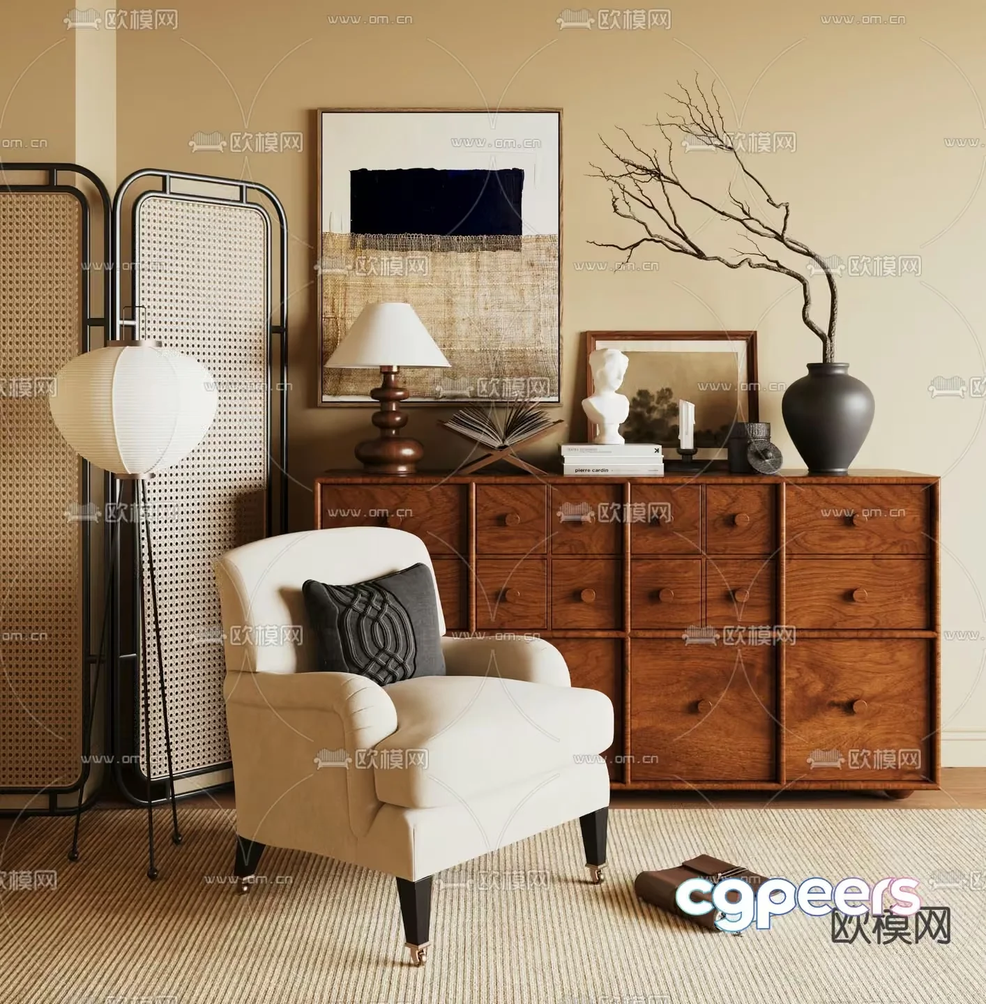 Cozy Living Room 3D Model – 7785 – VRAY Render