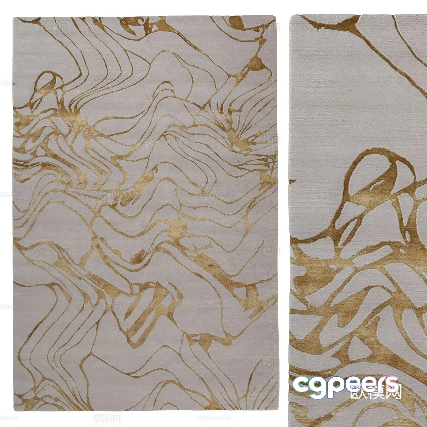 New Chinese style light luxury Flow fabric carpet 3D model