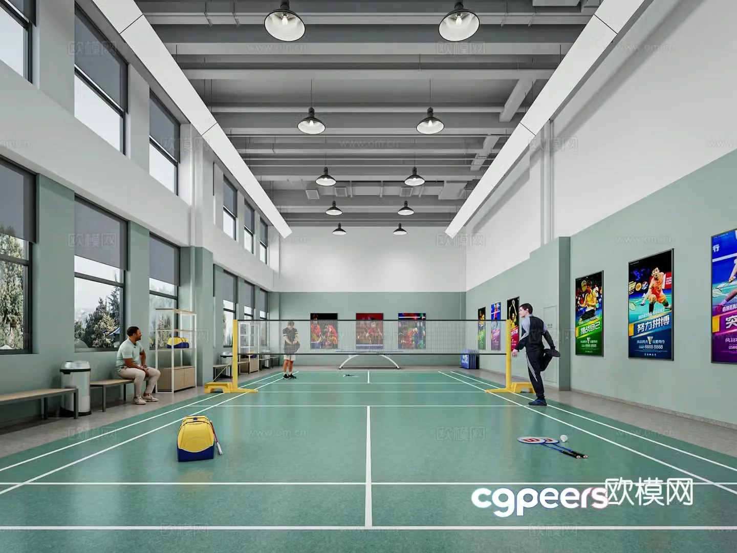 Modern badminton hall 3d model