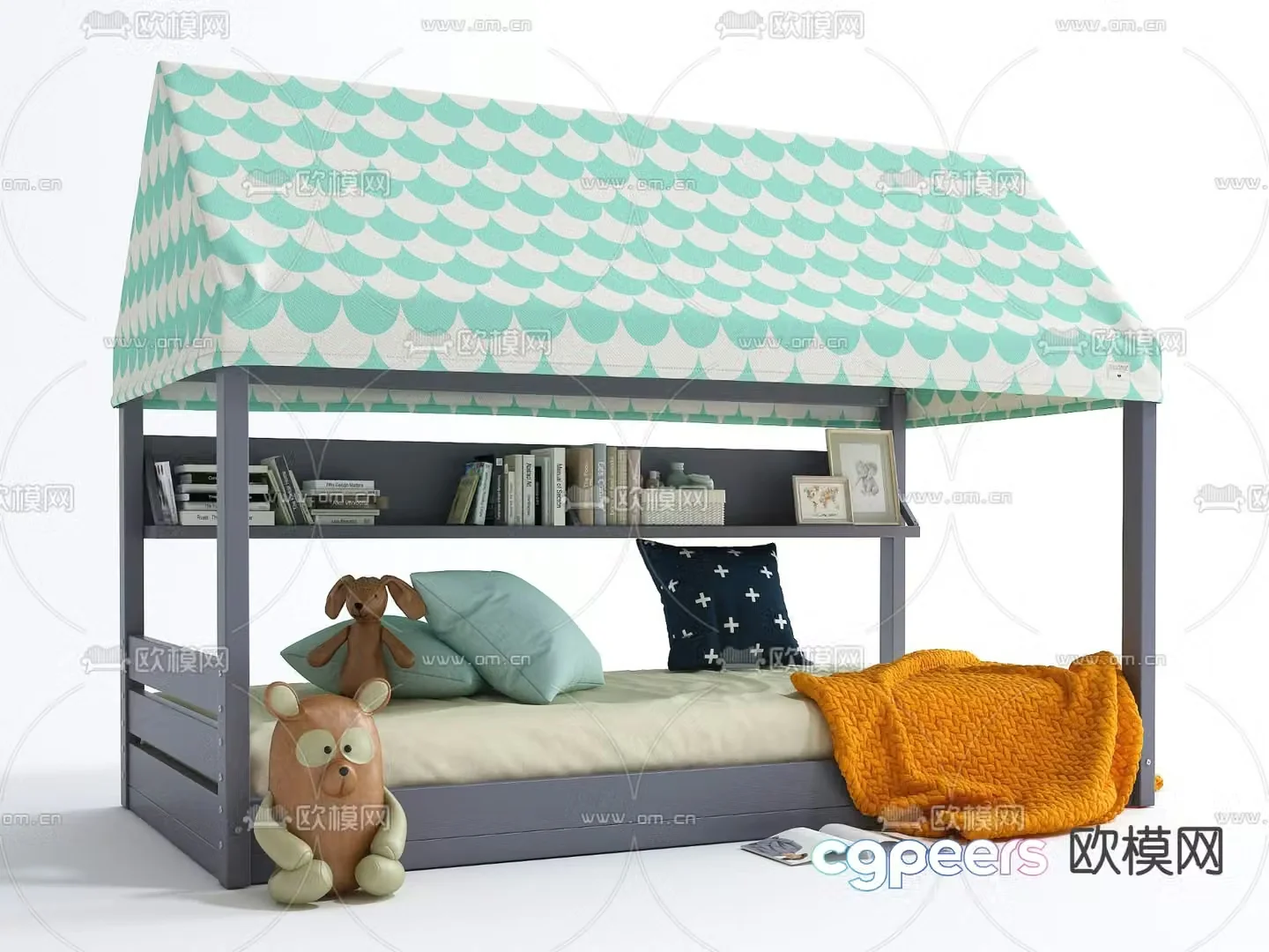 Modern children’s bed pillow plush toy 3D model