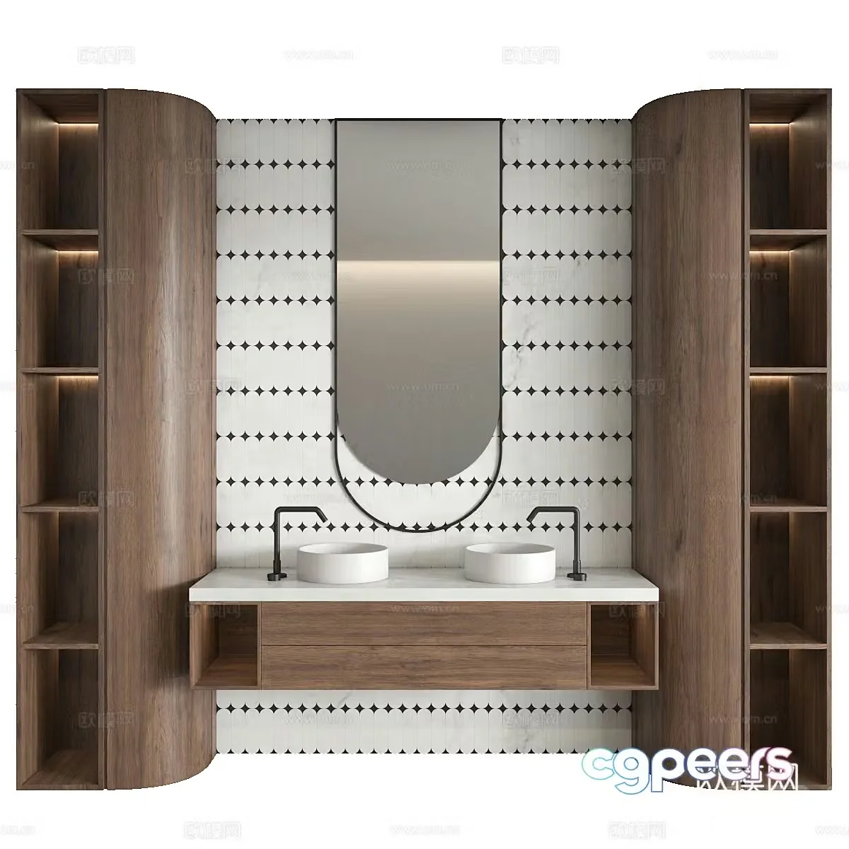 New Chinese style light luxury washbasin cabinet 3D model