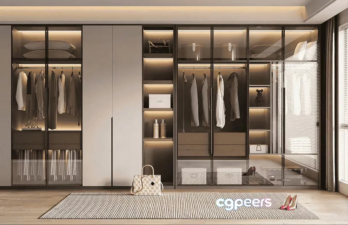 Modern Glass Wardrobe 3D Model – 14640 – VRAY Render