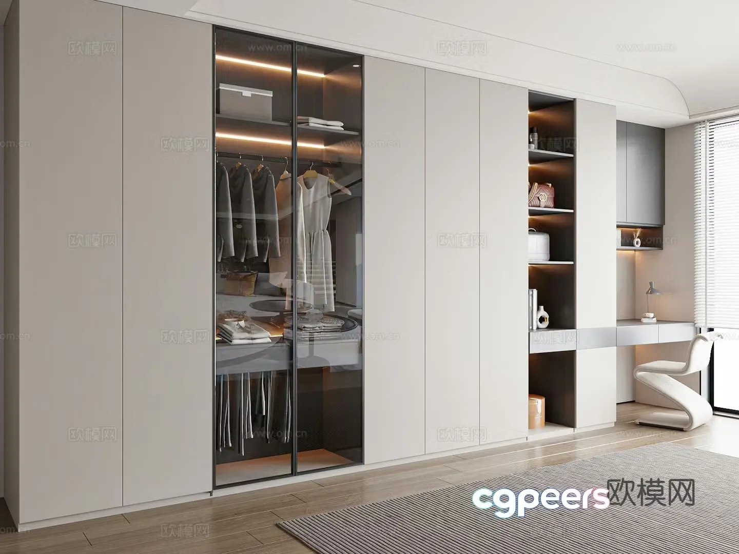 Modern wardrobe dressing table wardrobe 3d model