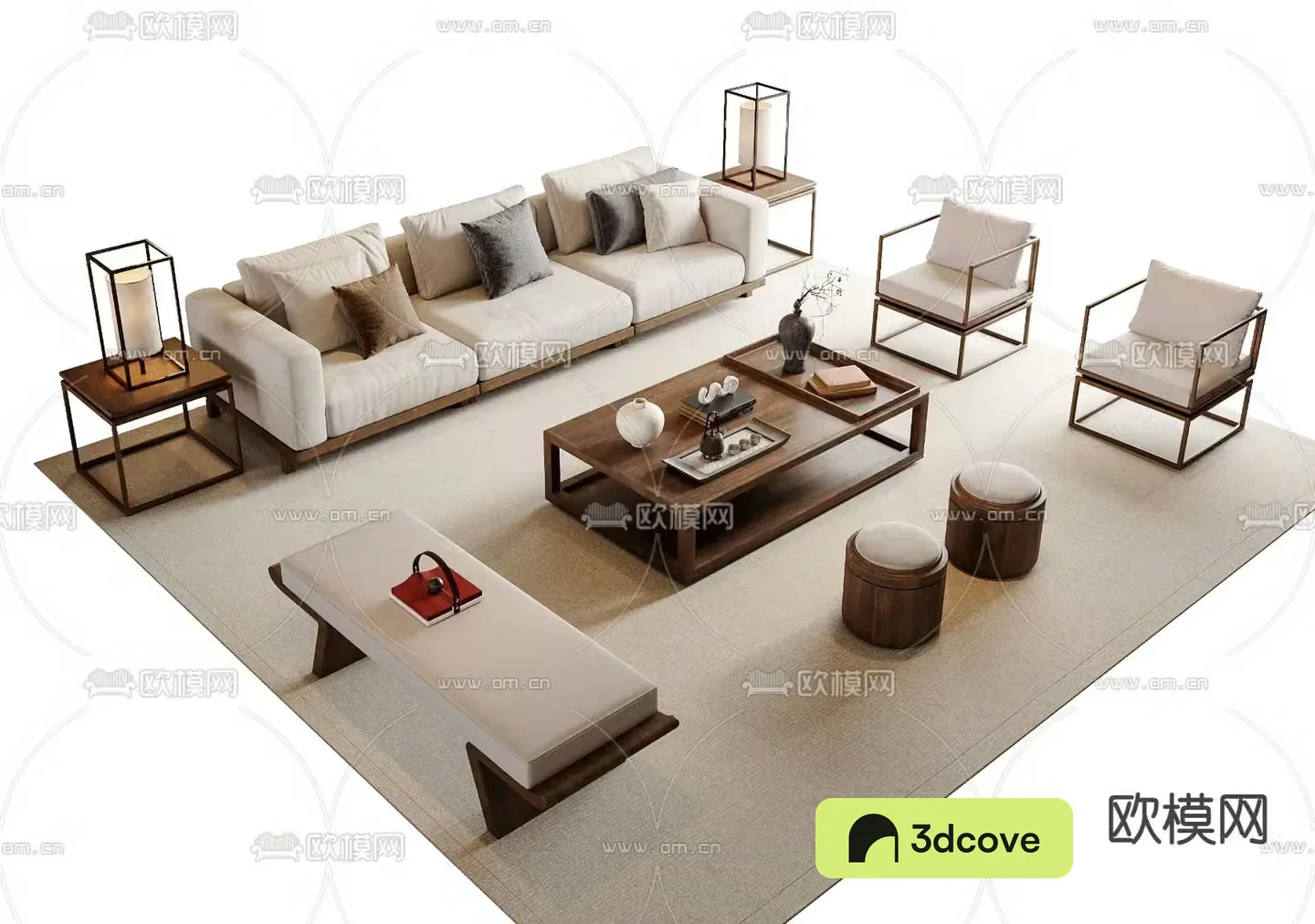 New Chinese style sofa coffee table combination leisure sofa