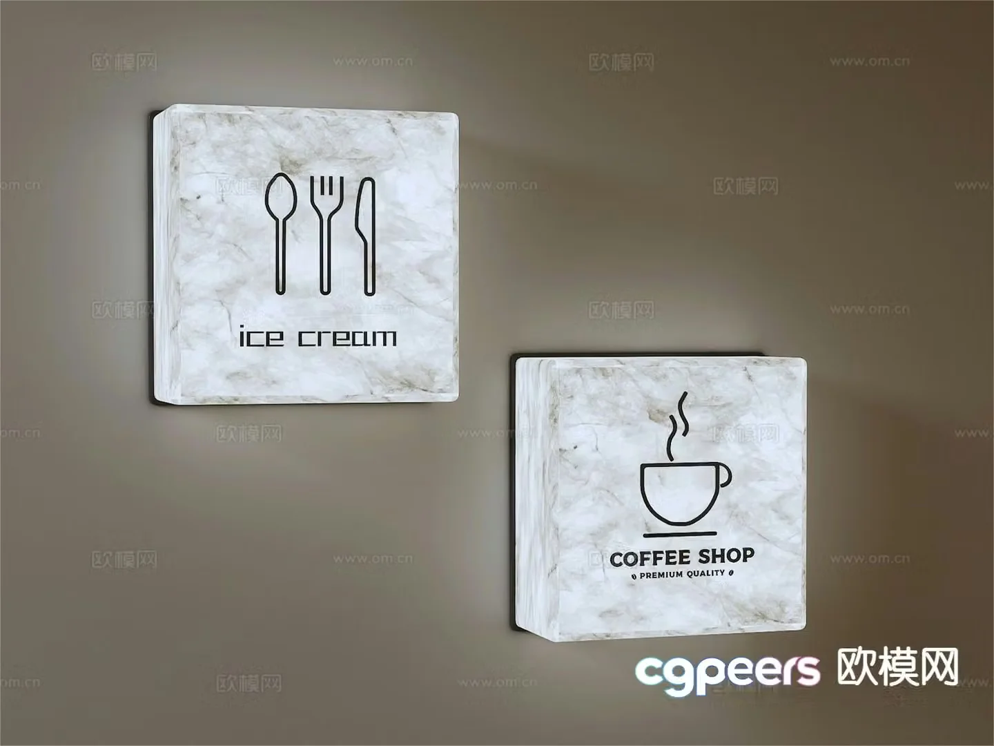 Modern Dupont paper light box coffee shop light box 3d model