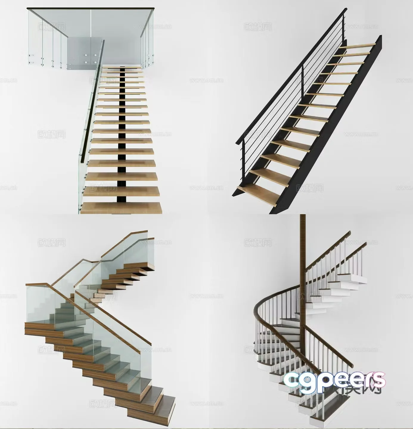 Modern staircase combination model 3d model