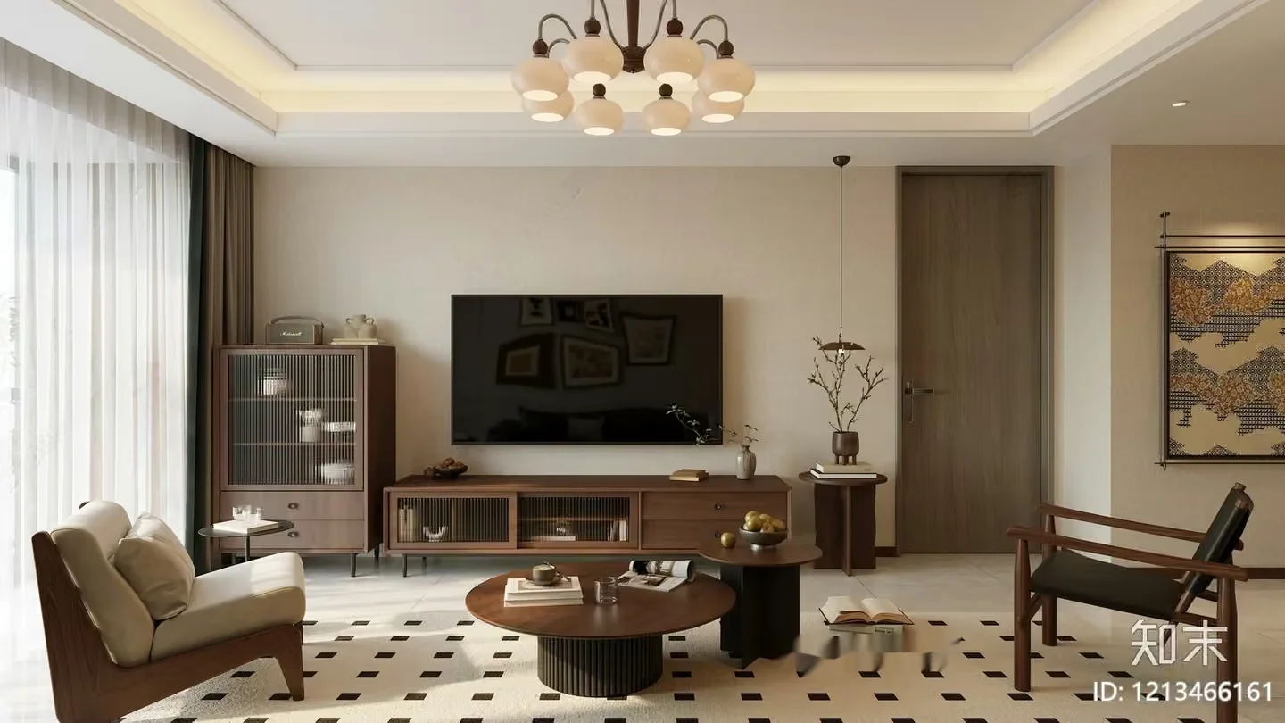 Modern Living Room 3D Model – 17856 – VRAY Render
