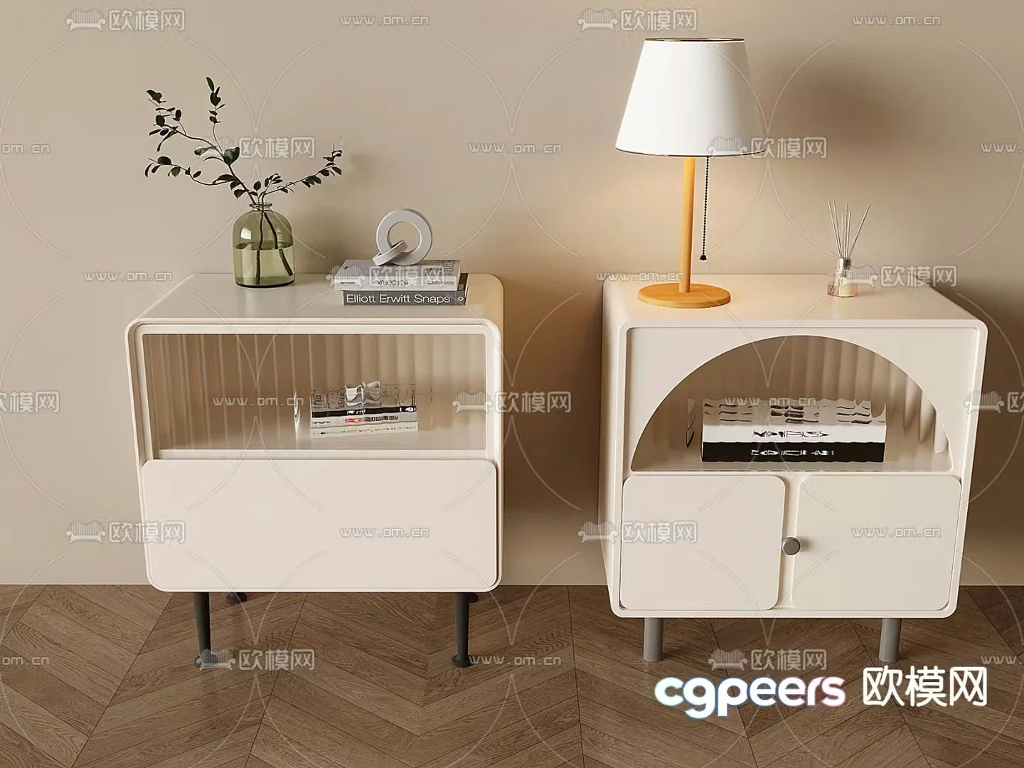 Cream style bedside table 3d model