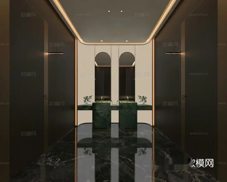 Modern Dark Bathroom 3D Model – 8050 – VRAY Render
