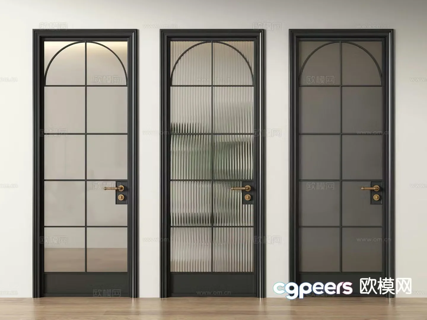 French retro door single door glass door toilet door kitchen door 3d model