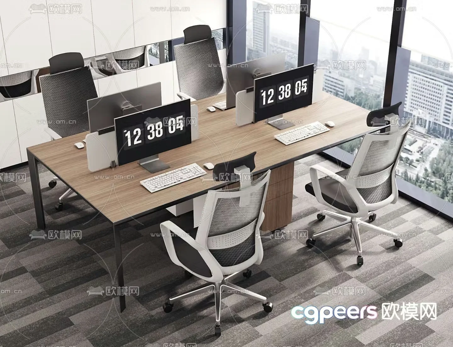 Card space office desk and chair work station 3D model