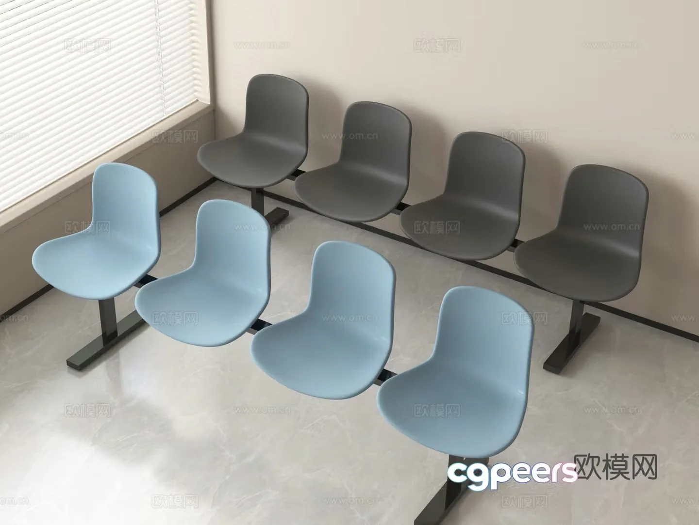 Public seats waiting chairs town seats 3d model