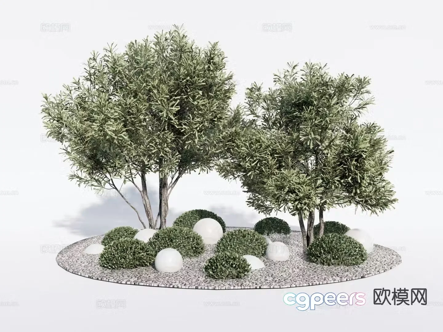 Modern plant heap outdoor plants micro terrain 3d model