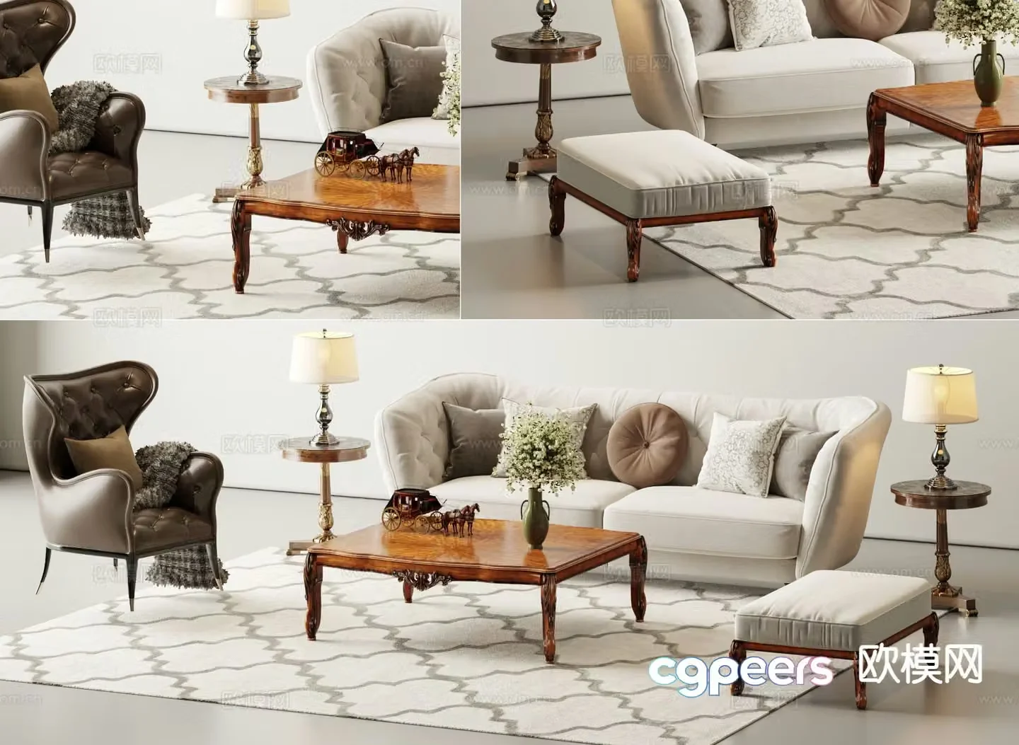 American sofa set 3d model