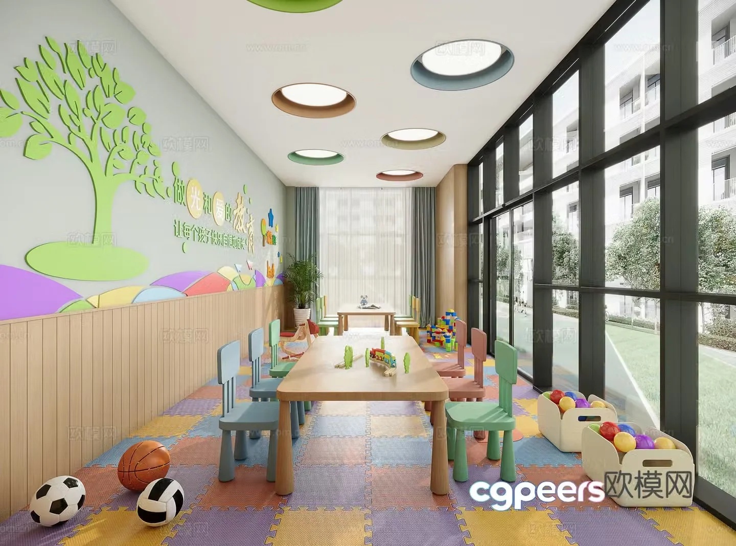Modern early education center classroom 3D model