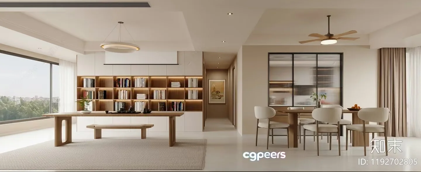 Modern Minimalist Dining Room 3D Model – 17249 – CORONA Render