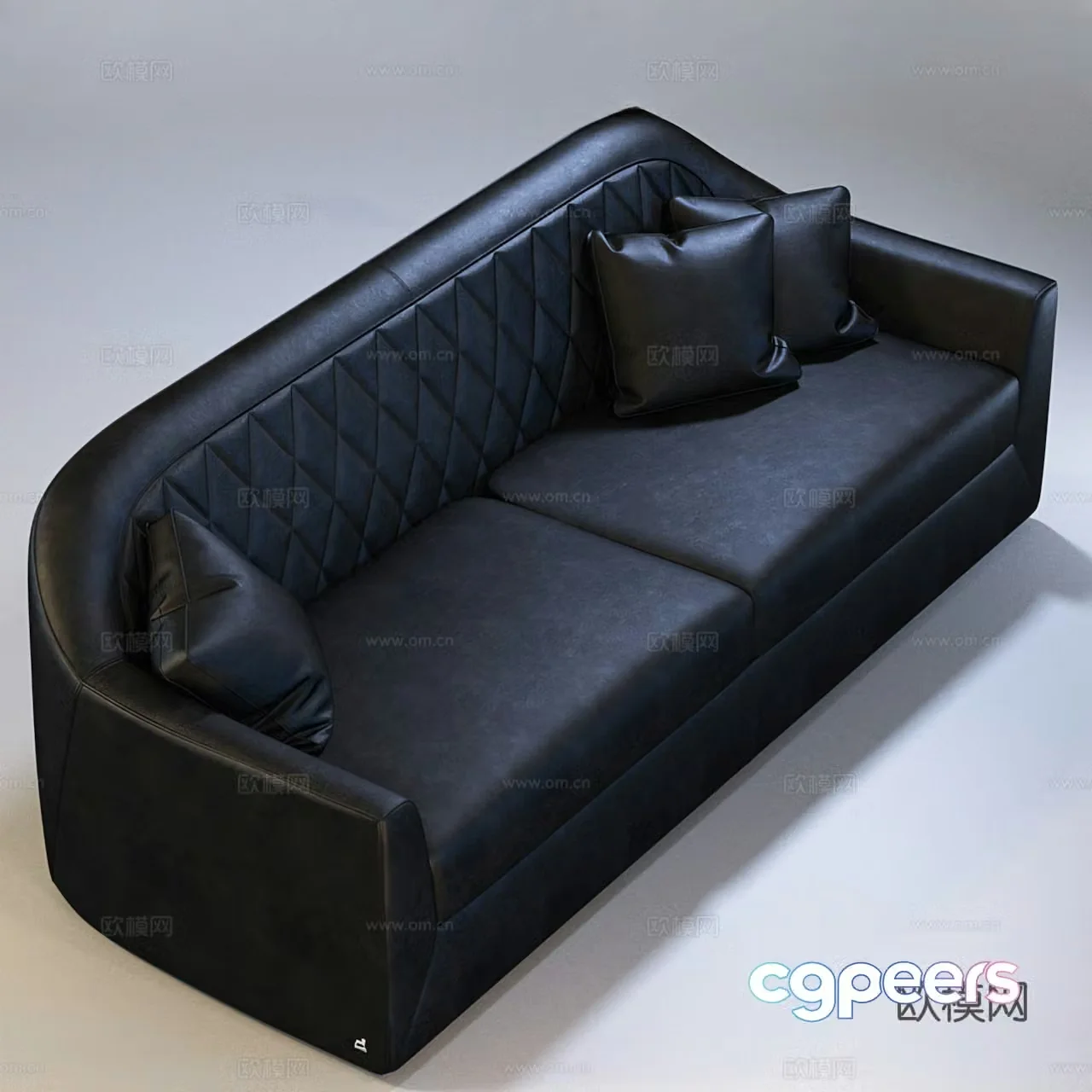 Double sofa leather sofa 3d model