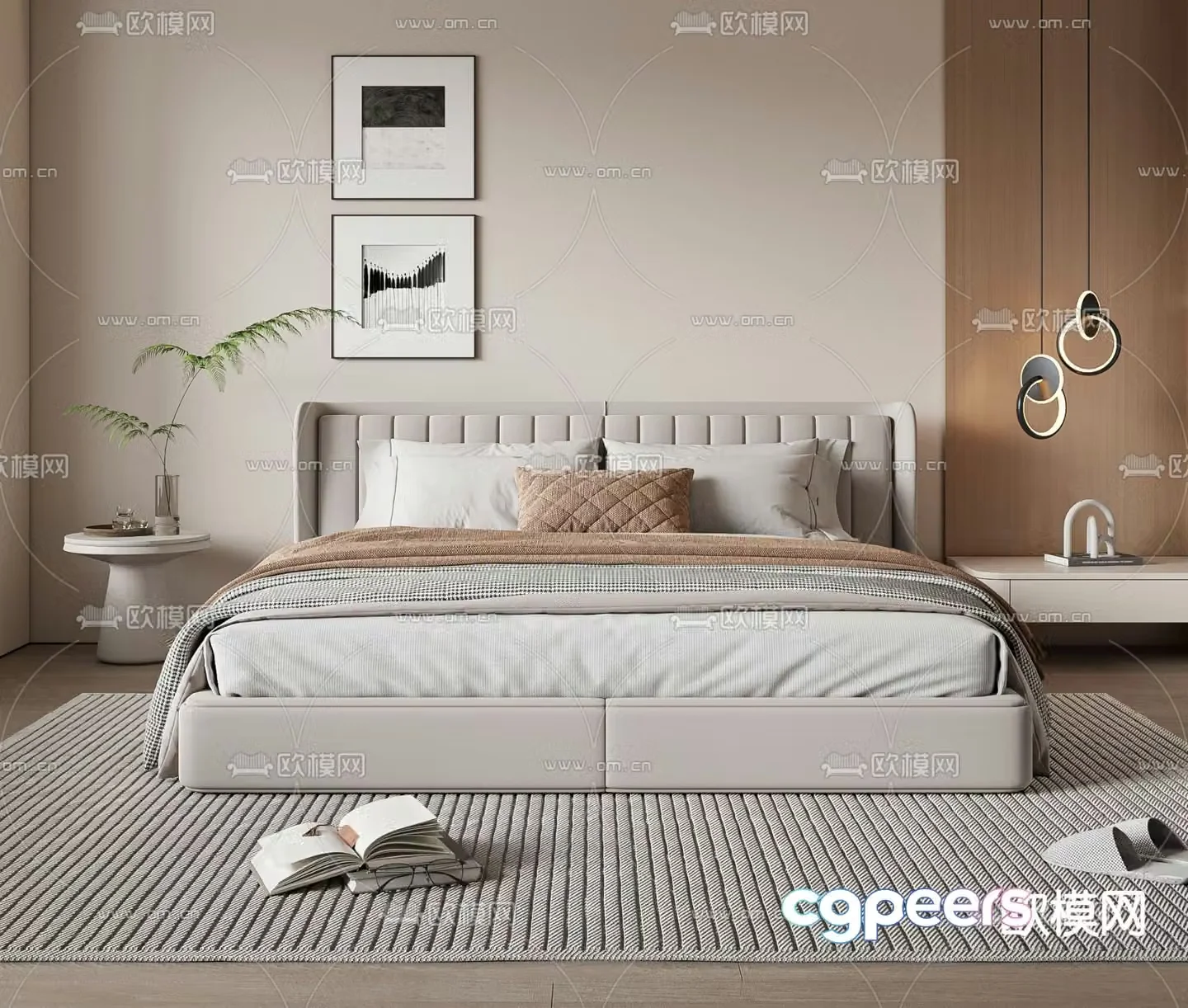 Modern double bed 3d model