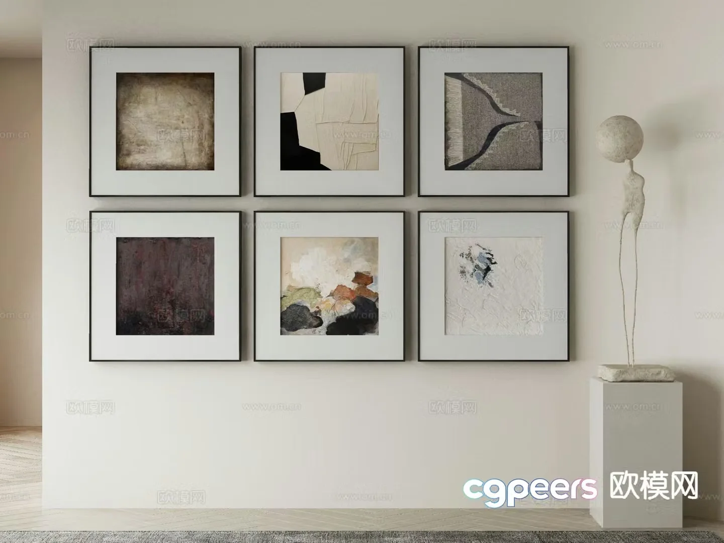 Modern art painting texture painting decorative painting 3d model