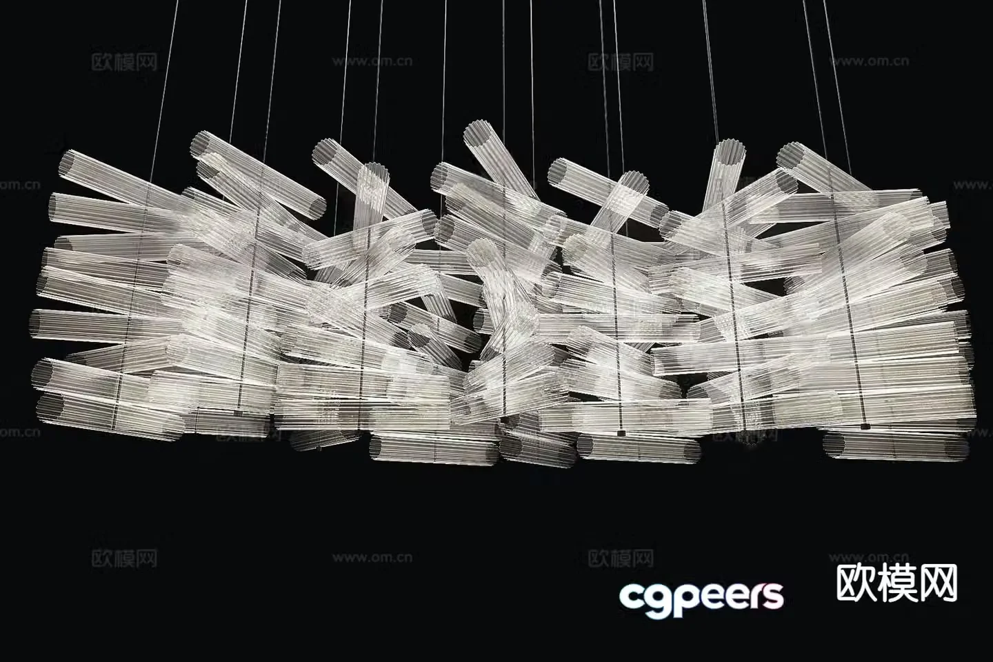 Light luxury chandelier glass chandelier 3d model