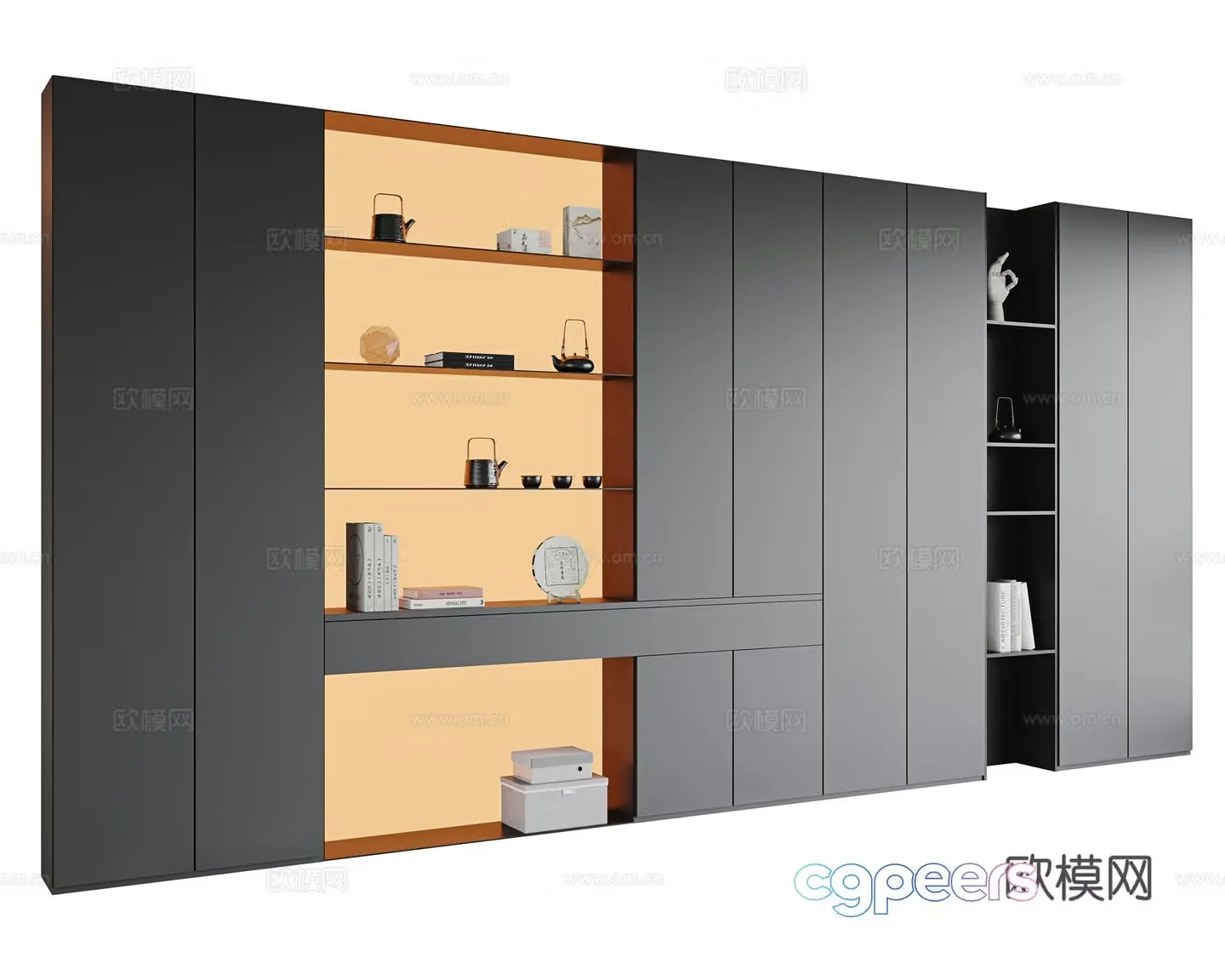 Italian modern decorative cabinet study bookcase living room bookcase open bookcase multifunctional decorative cabinet 3D model