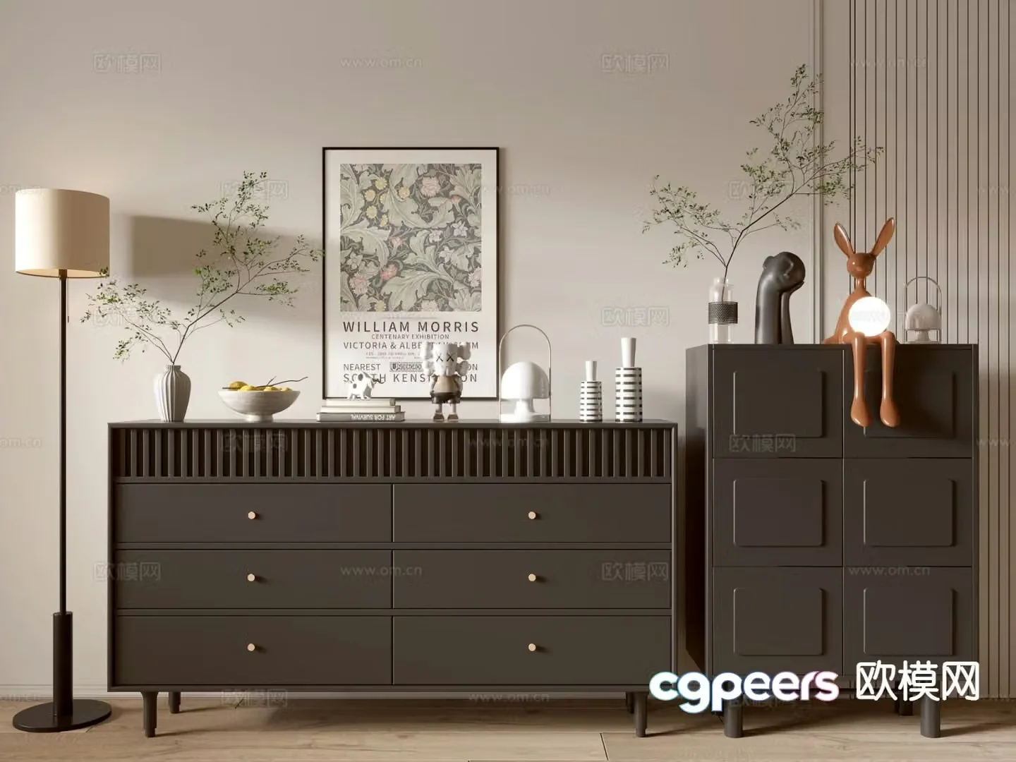 Modern side cabinet entrance cabinet 3d model