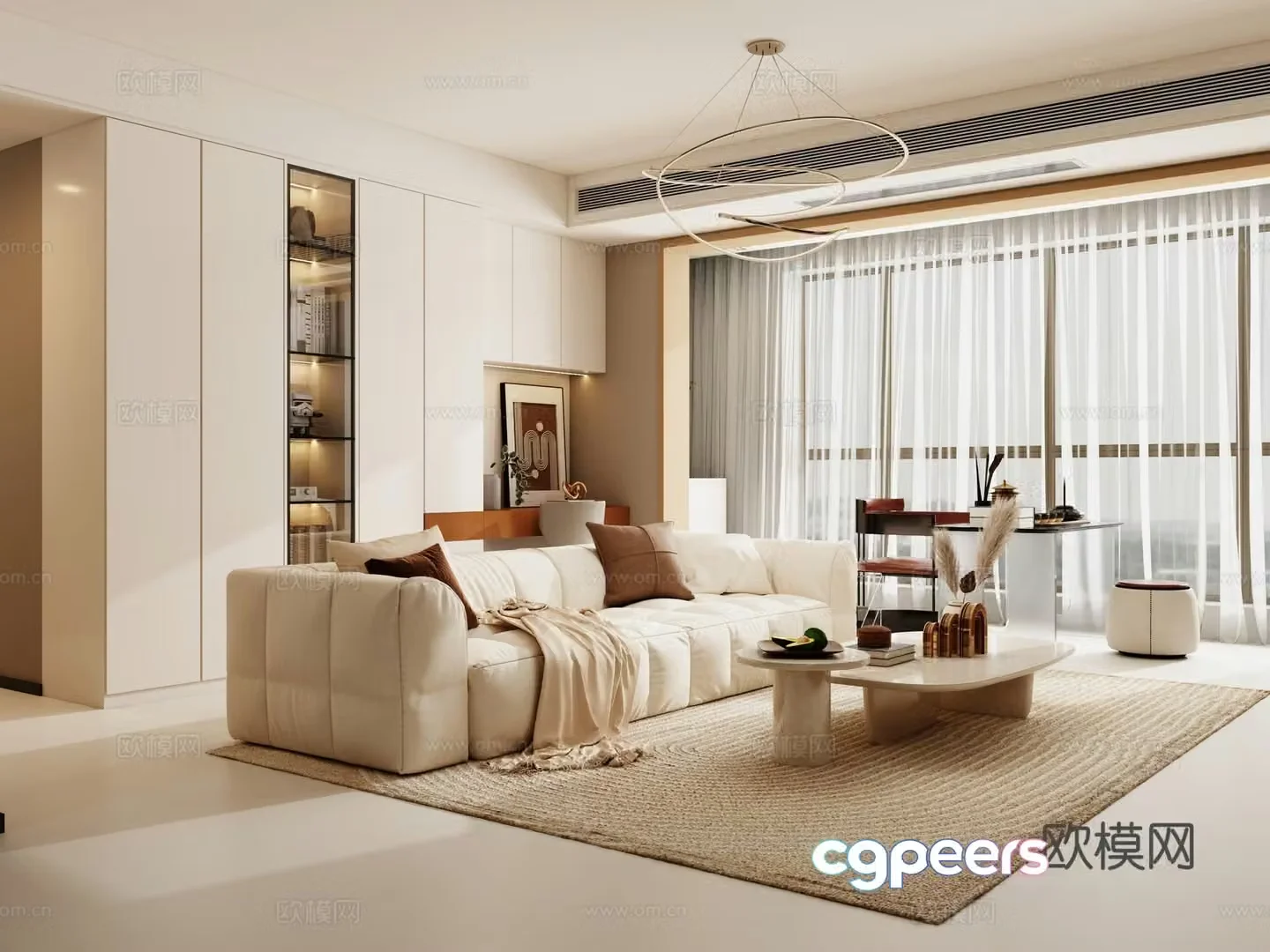 Creamy living room 3d model
