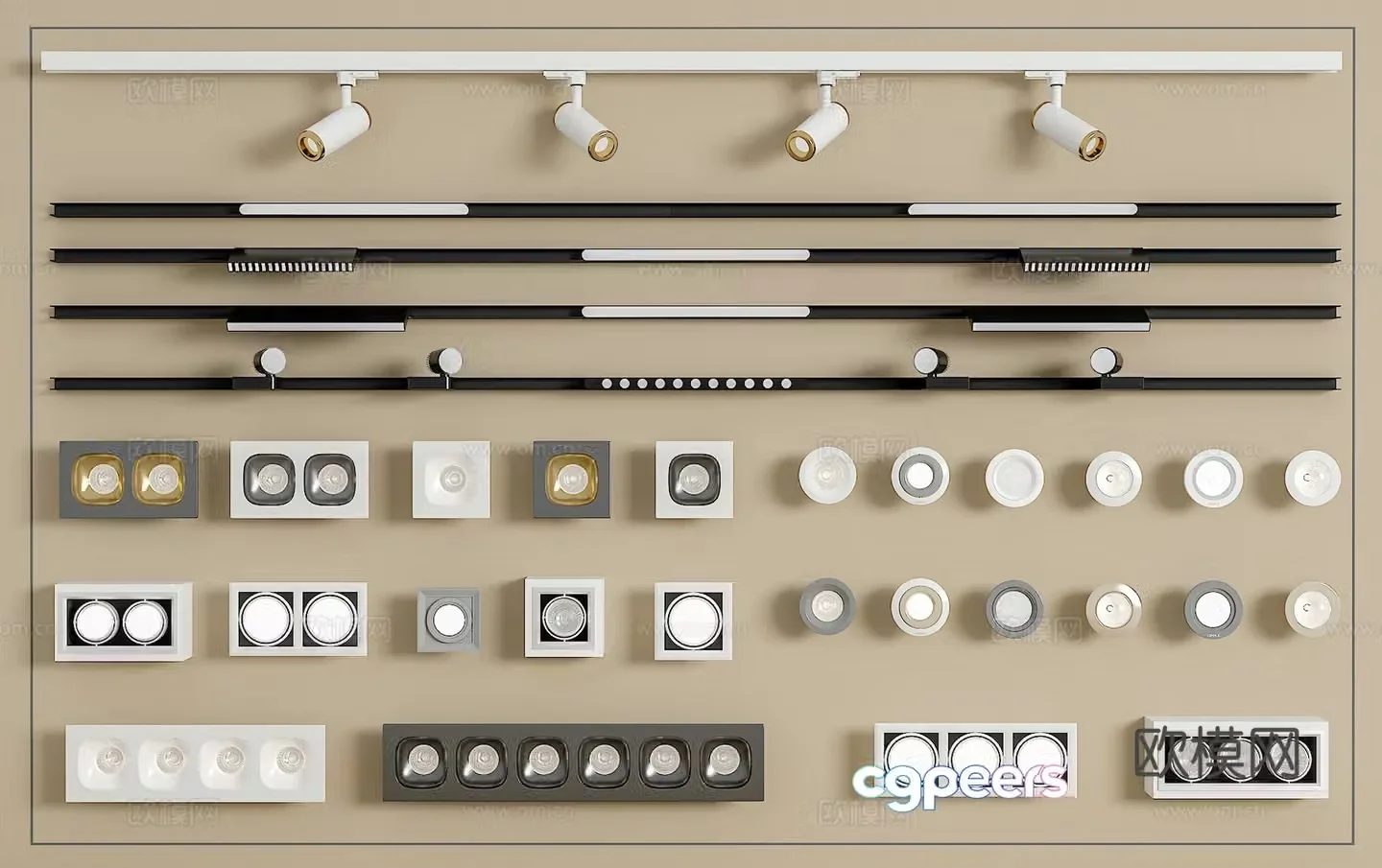 Track spotlight downlight linear lamp embedded downlight magnetic spotlight 3D model
