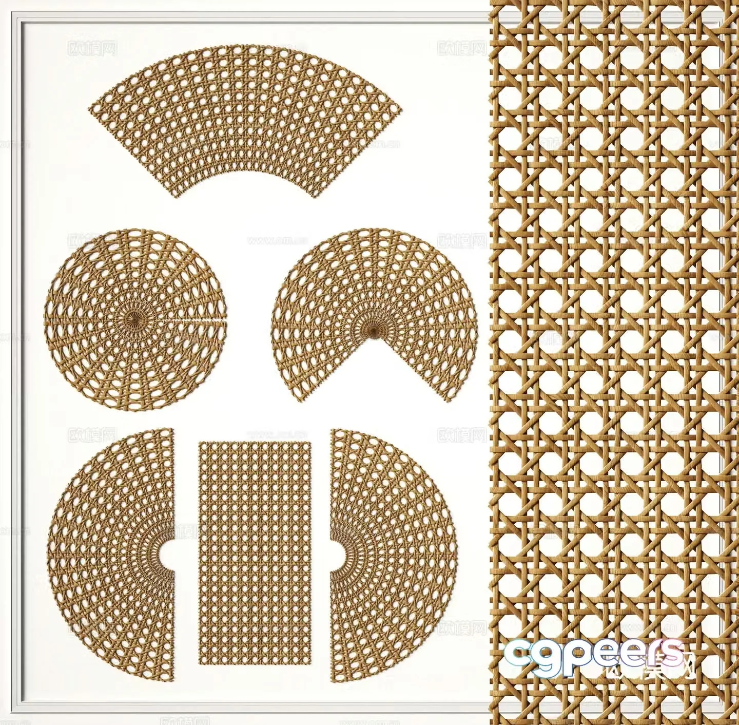 Rattan wall decoration bamboo hanging decoration 3d model