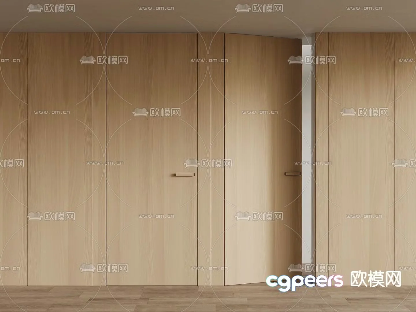 Modern invisible door single-open door 3D model