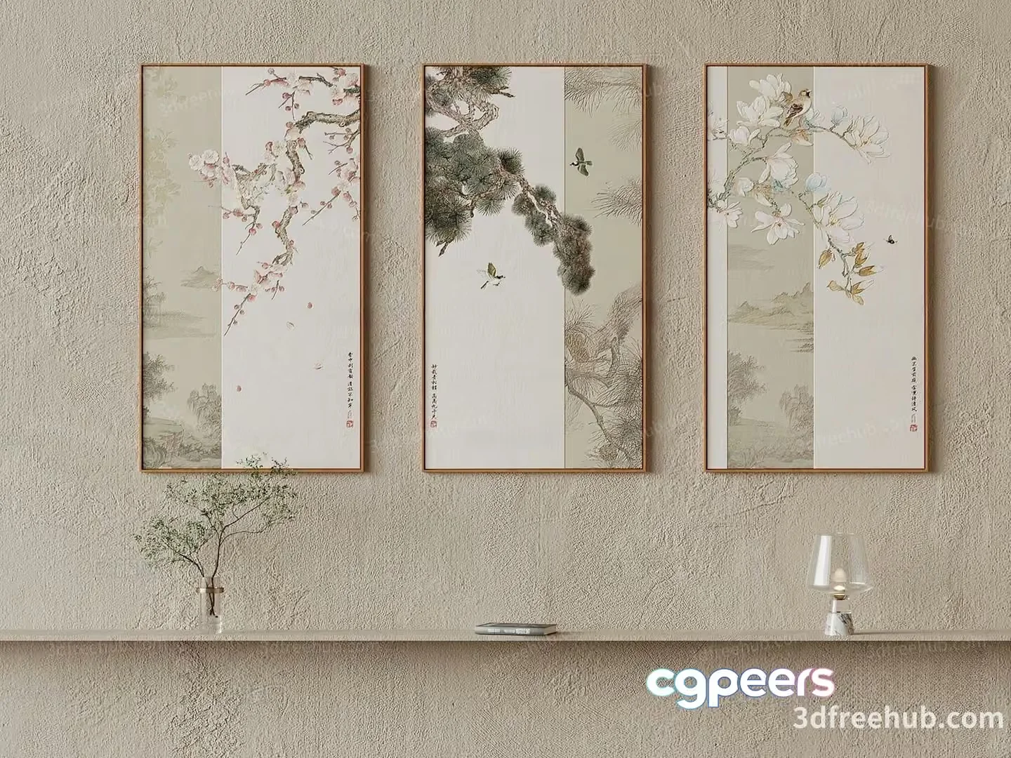 Modern Asian-Inspired Art 3D Model – 22422 – VRAY Render
