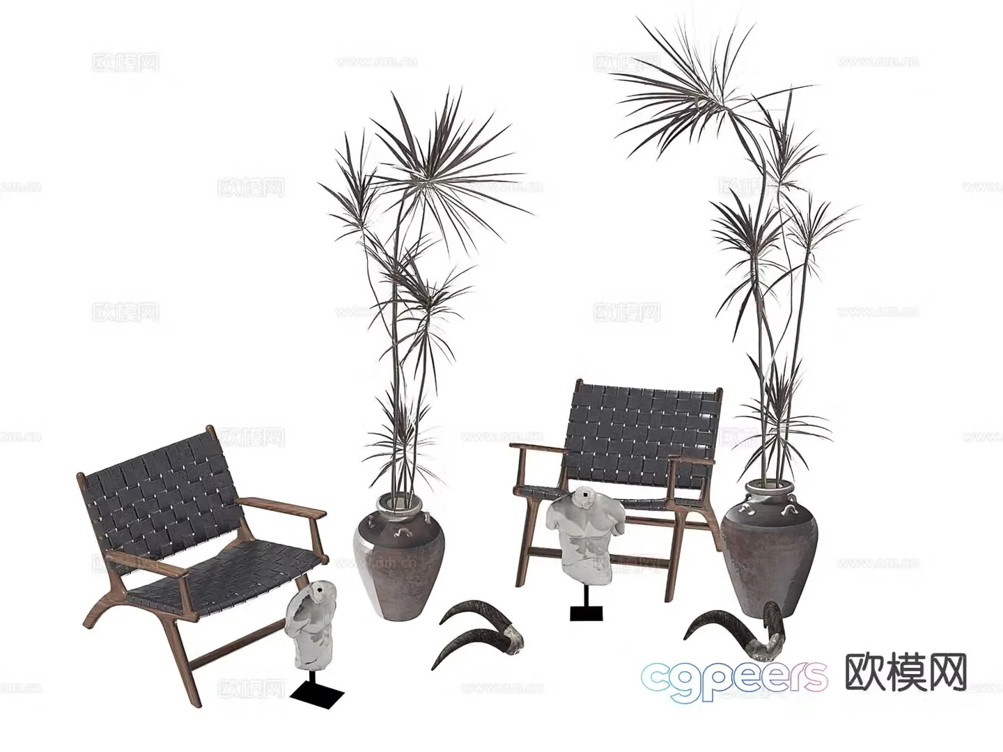 Modern armchair leisure chair wooden chair 3d model