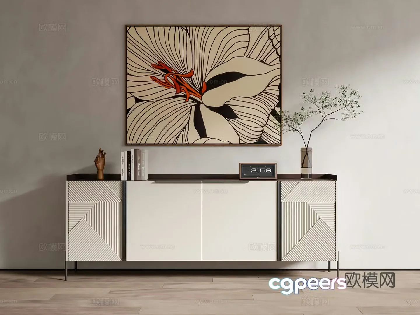 Modern entrance cabinet end view cabinet side cabinet 3D model
