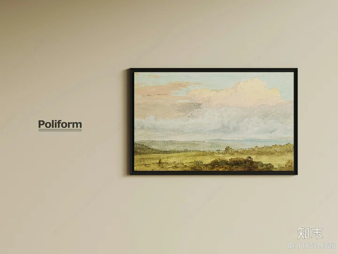 A Framed Painting Of A Landscape 3D Model – 16028 – VRAY Render