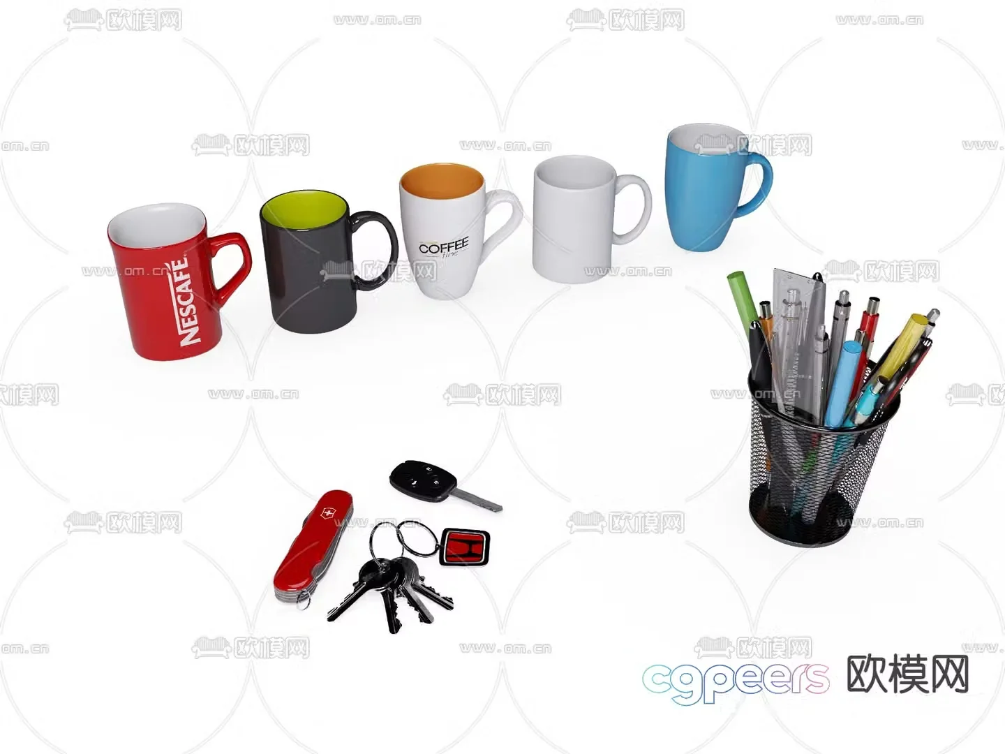 Office supplies stationery water cup 3d model