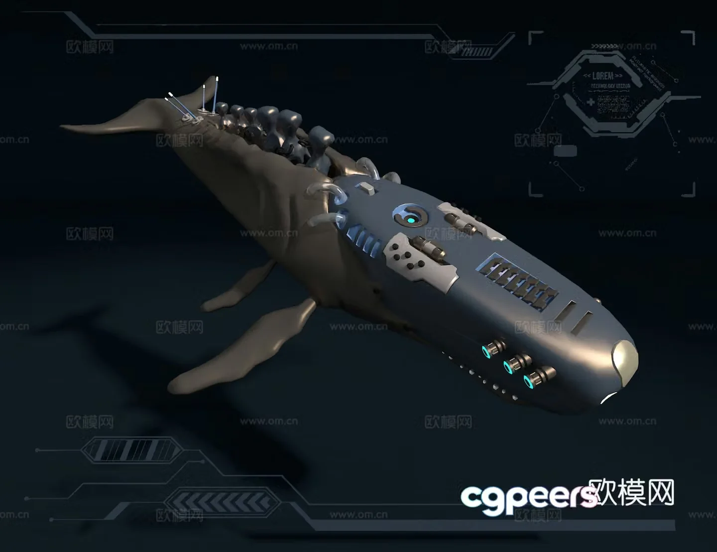 Bionic Tech whale 3D model