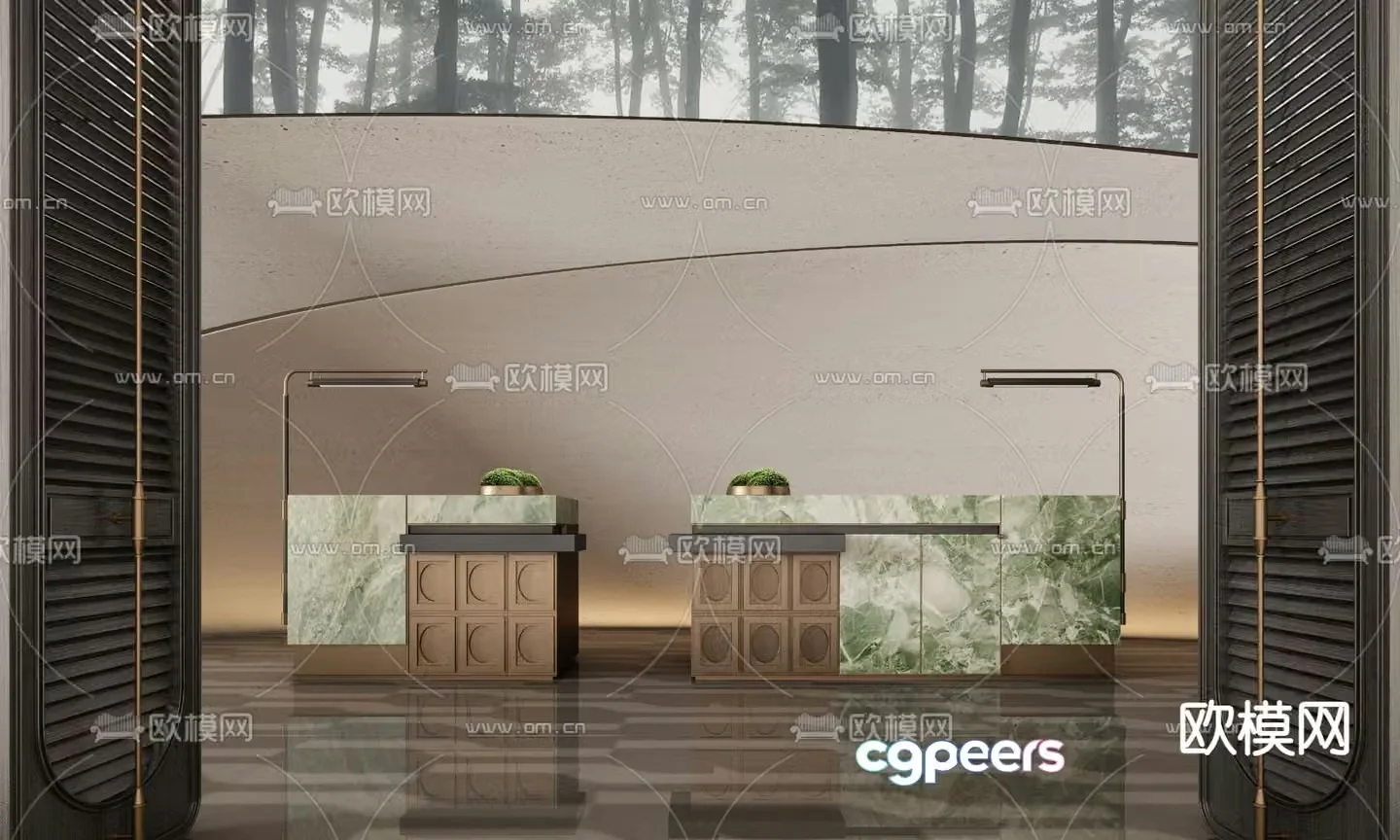 CCD hotel front desk reception desk 3d model