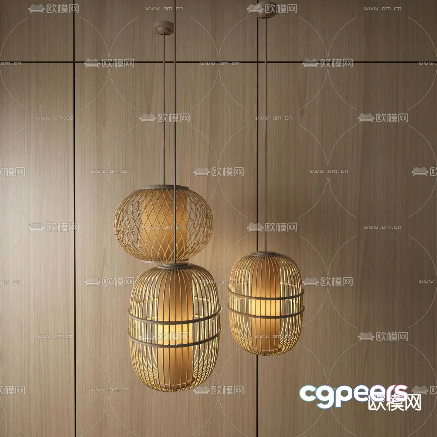 Chinese lantern chandelier 3d model