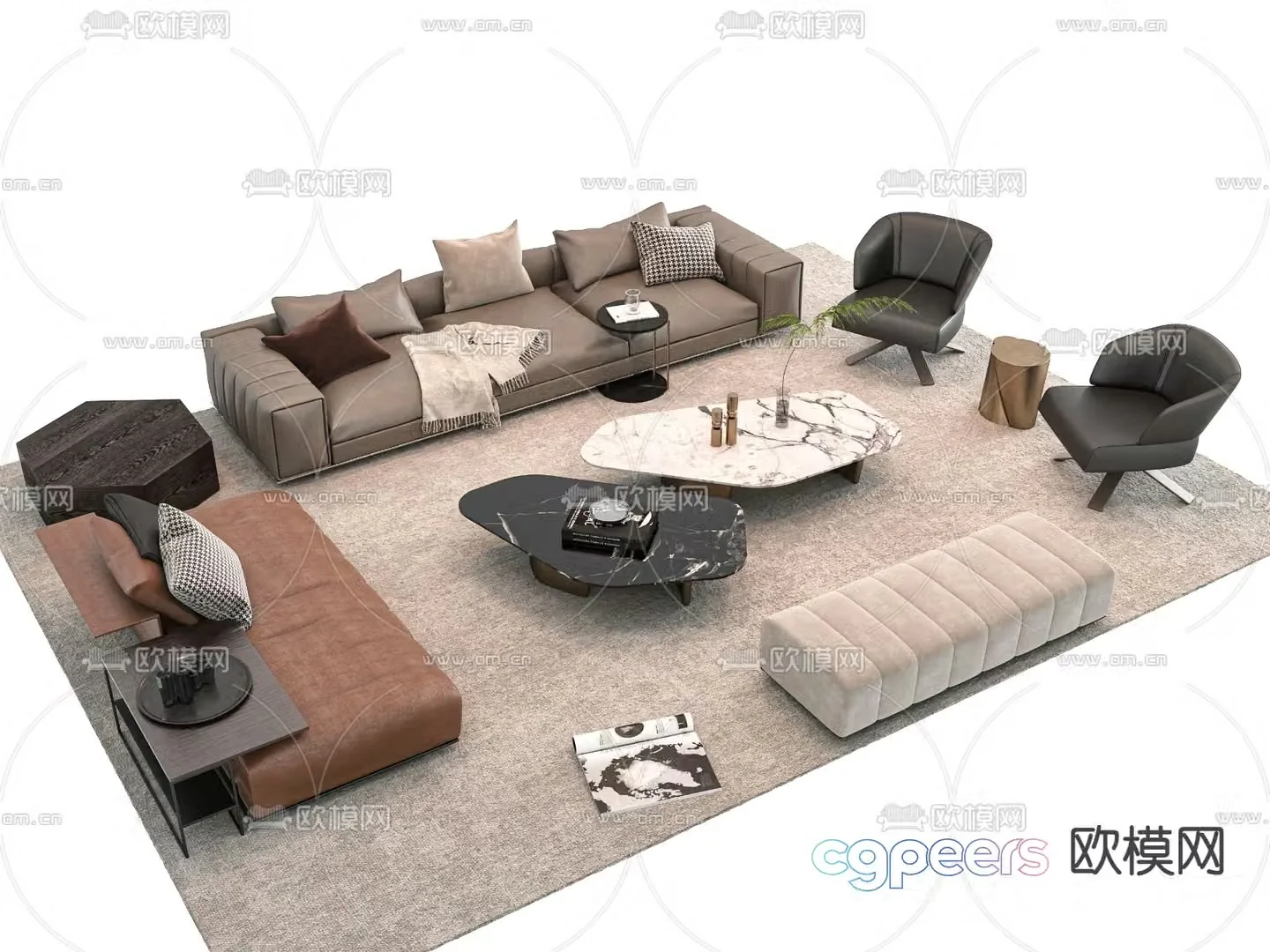Modern sectional sofa 3d model