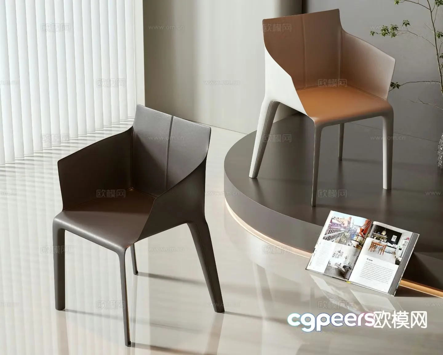 Modern single chair dining chair 3d model