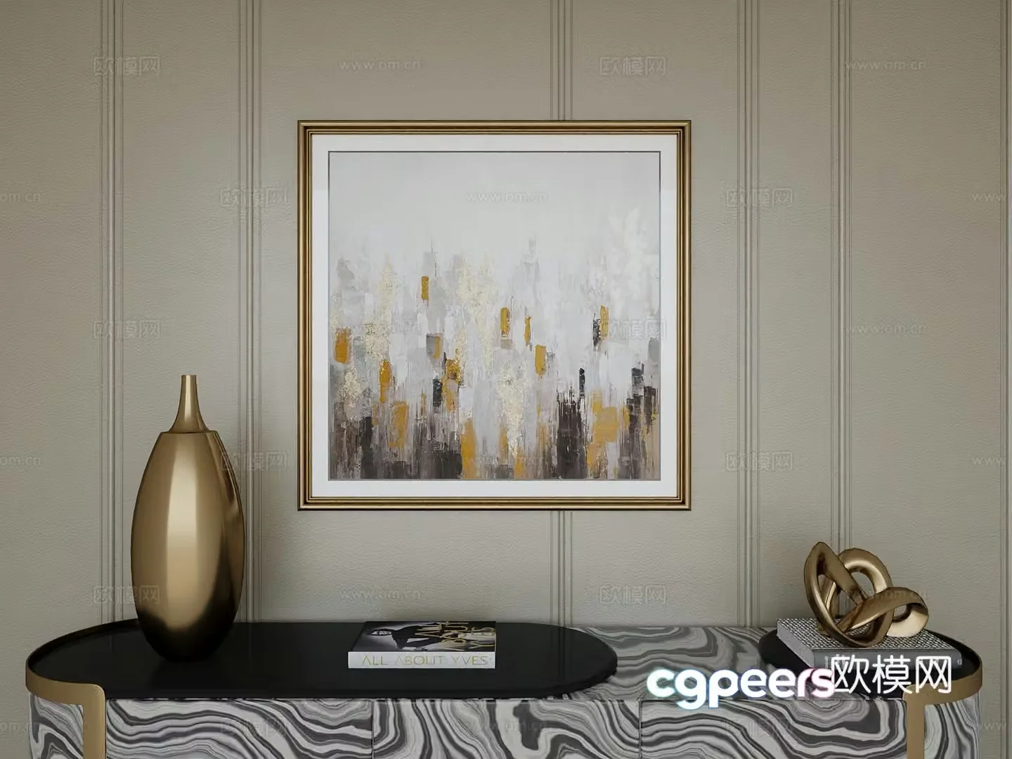Italian light luxury high-end hanging painting 3D model