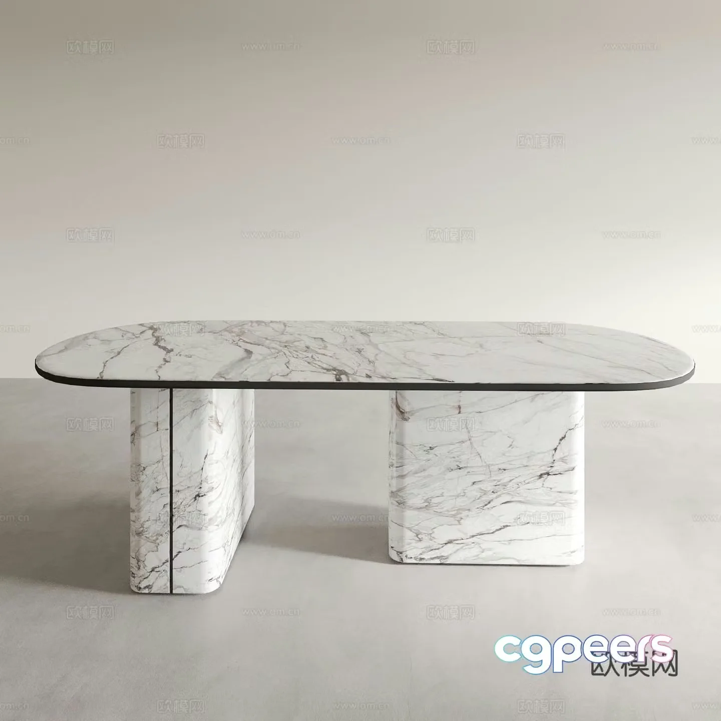 Oval dining table marble dining table 3d model