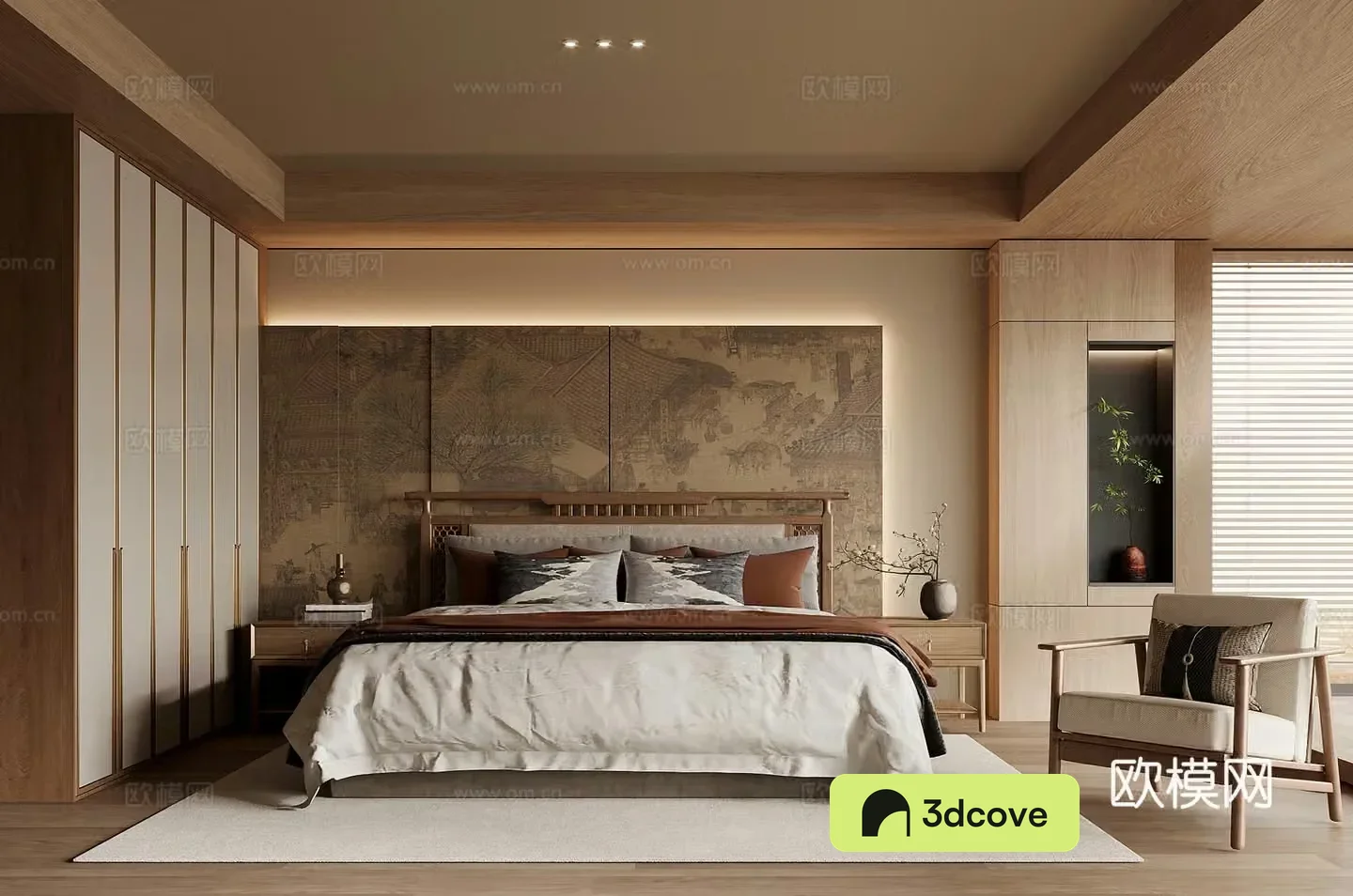 19 bedroom Song style bedroom Double bed Bedside table Wardrobe