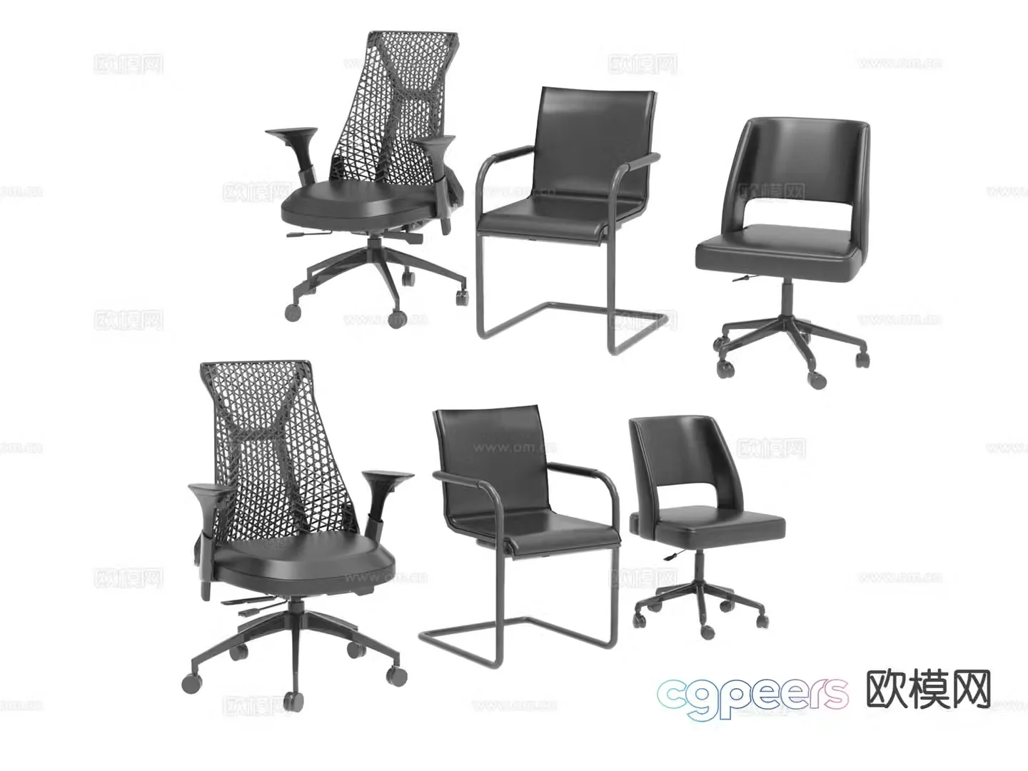 Modern office chair swivel chair bow chair 3d model