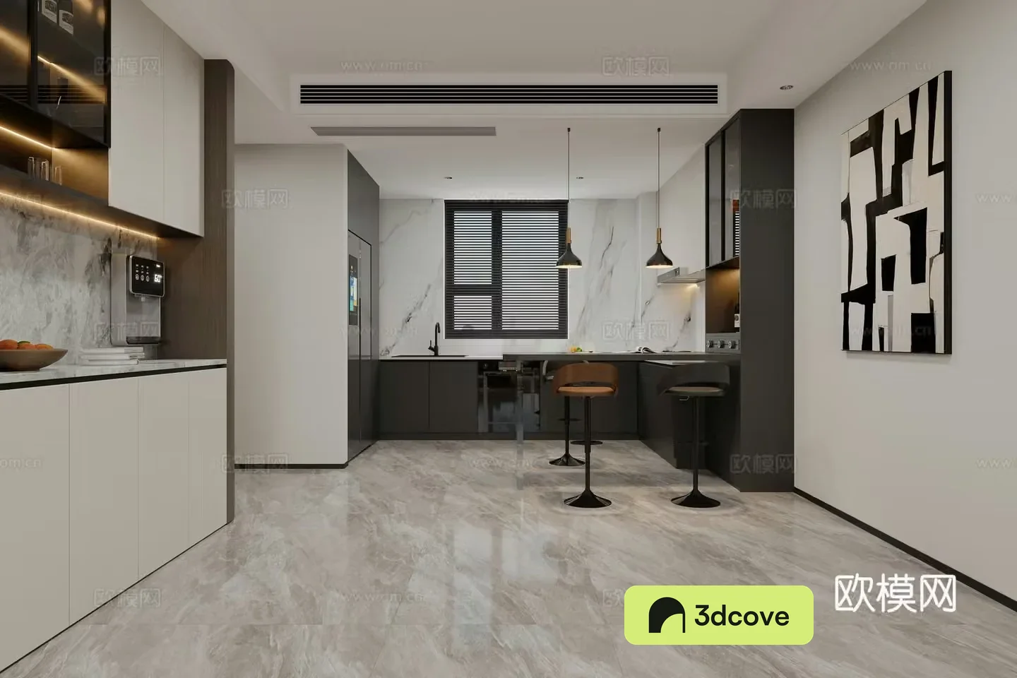 Modern Italian light luxury style open kitchen