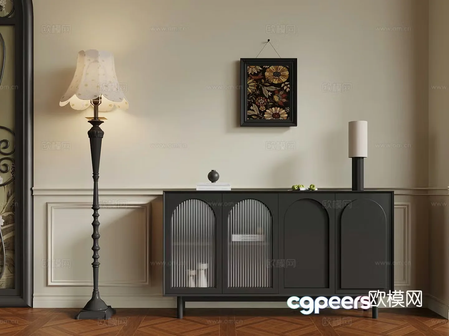 French entrance cabinet floor lamp 3D model