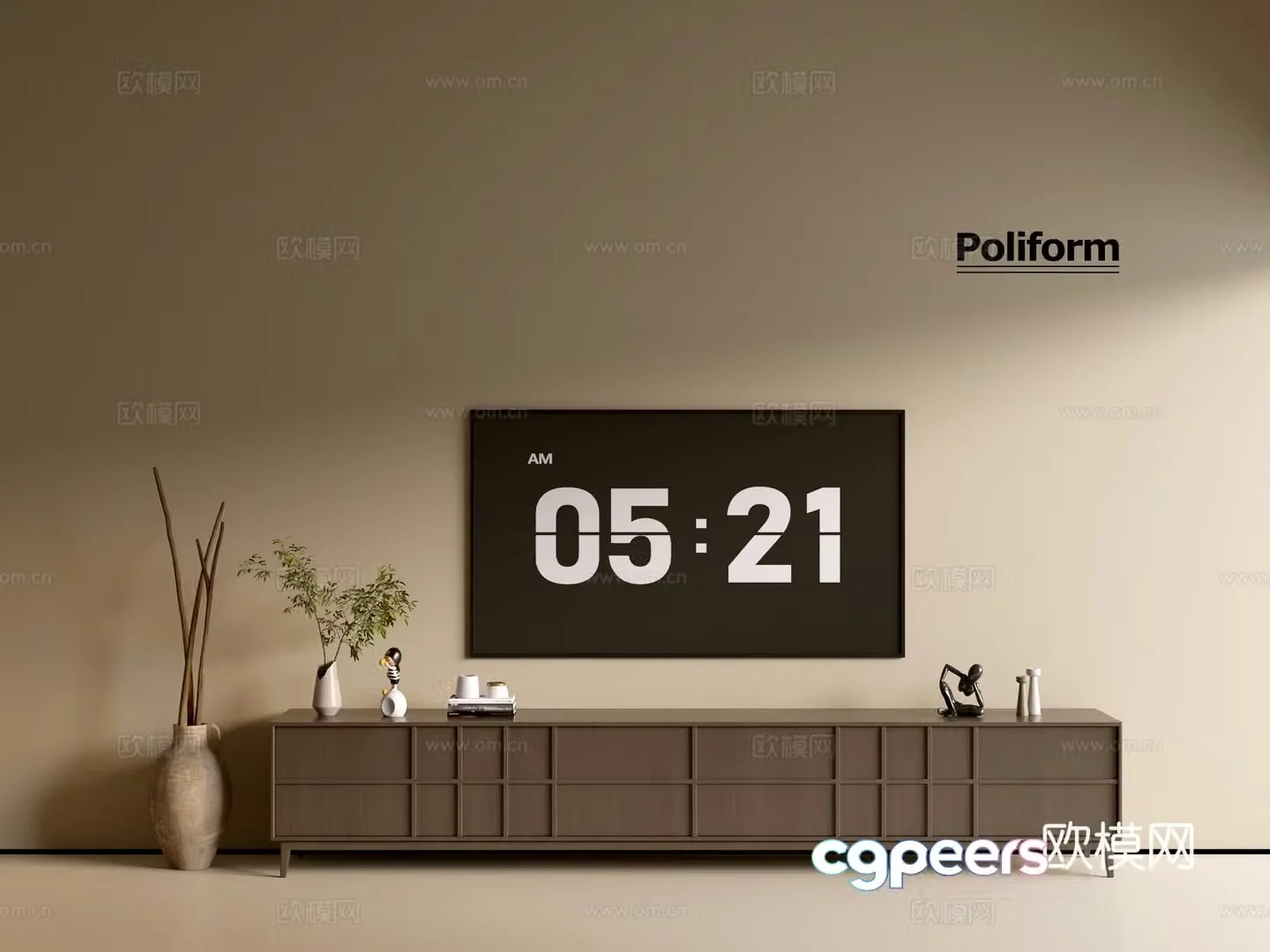 Modern wood grain TV cabinet simple side cabinet chest of drawers low cabinet whole cabinet side cabinet balcony 3D model