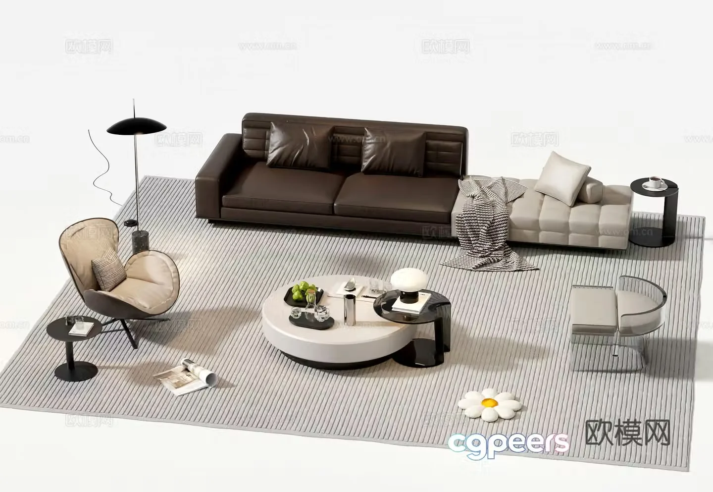 Italian sectional sofa 3d model